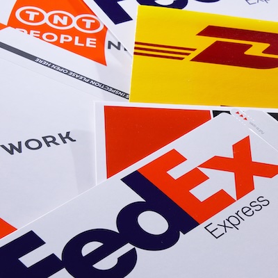 Courier shipping labels for next-day delivery services