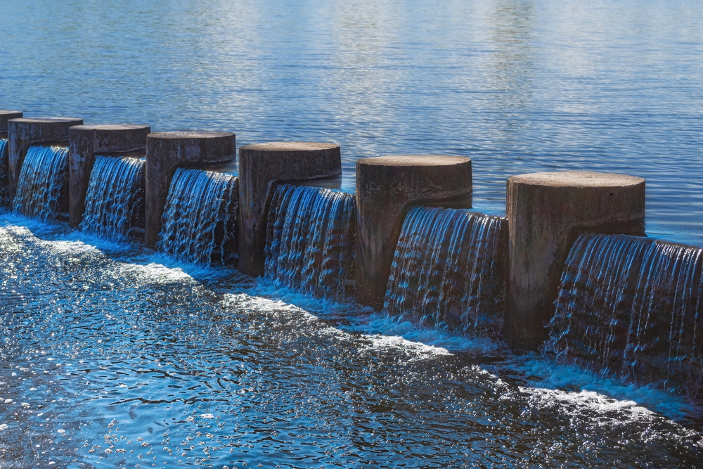 Water Treatment Tank With Wastewater Aeration Process. Fresh Water Reserves.